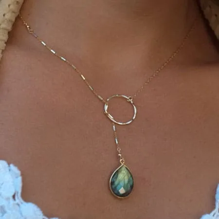 The Crystal Drop Collection - Intuition labradoritt halssmykke