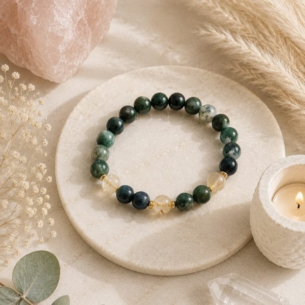 Self esteem & Prosperity - Moseagat og citrin krystall armbånd