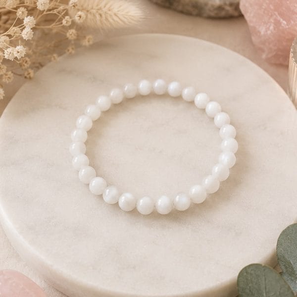 New beginning - Hvit månesten krystall armbånd AA 6mm