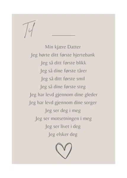 Kort til Min datter