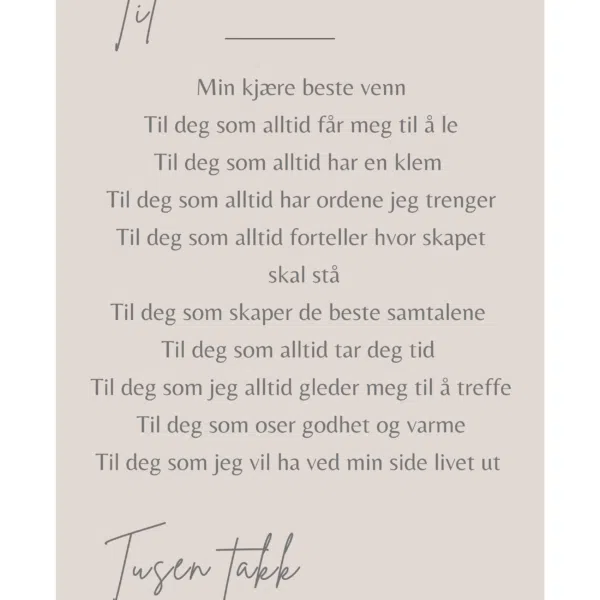 Kort til Bestevennen