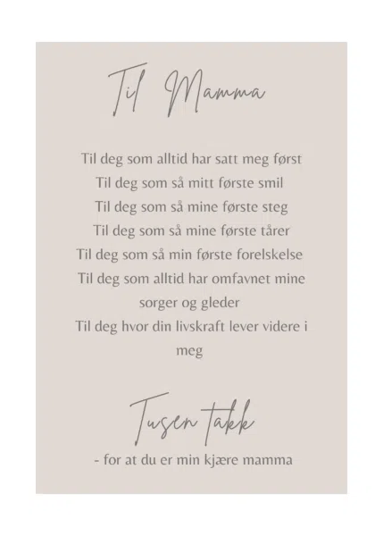 Kort til Mamma
