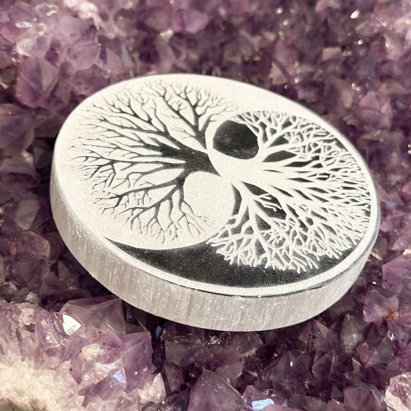 Selenitt Coaster - Ying Yang/livets tre