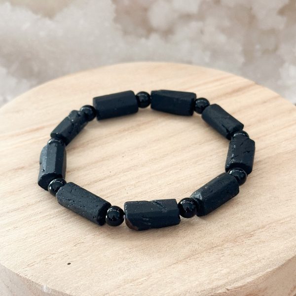 I am protected, grounded & in balance - svart turmalin krystallarmbånd rå